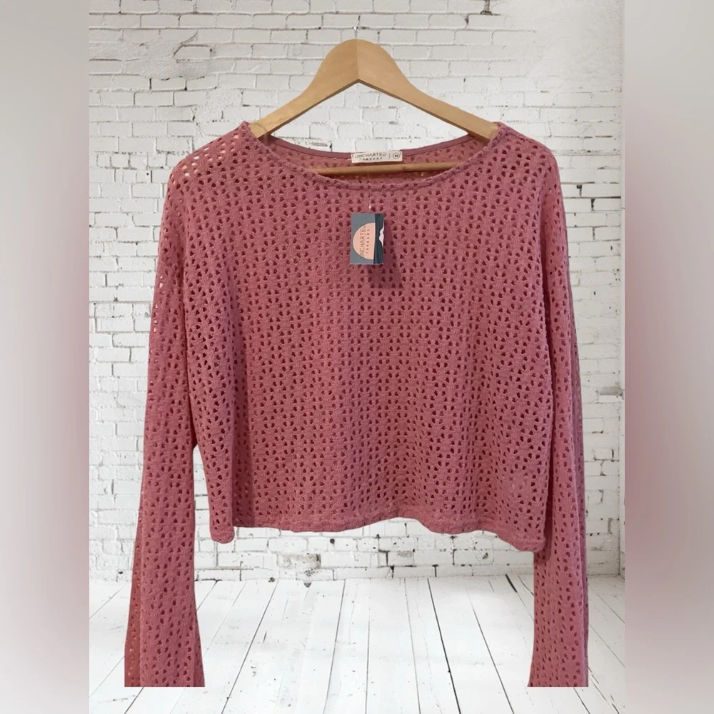 Uncharted Pink Open Knit Pullover Sweater Sizes M, XL New With Tags - Picture 1 of 4